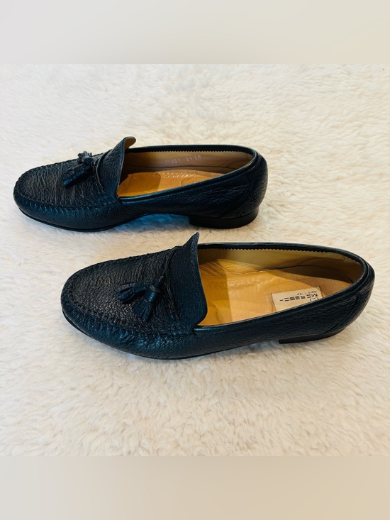 Vintage Genuine Cowhide Leather Italian  Black Tassel Leather Loafers size 9.5 main image 11